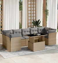 8-tlg. Garten-Sofagarnitur mit Kissen Beige Poly Rattan
