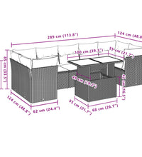 8-tlg. Garten-Sofagarnitur mit Kissen Grau Poly Rattan