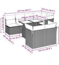 8-tlg. Garten-Sofagarnitur mit Kissen Schwarz Poly Rattan