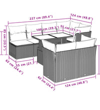 8-tlg. Garten-Sofagarnitur mit Kissen Schwarz Poly Rattan