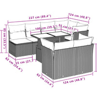 8-tlg. Garten-Sofagarnitur mit Kissen Beige Poly Rattan