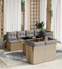 8-tlg. Garten-Sofagarnitur mit Kissen Beige Poly Rattan