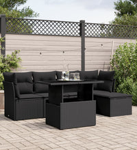 6-tlg. Garten-Sofagarnitur mit Kissen Schwarz Poly Rattan