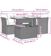 5-tlg. Garten-Sofagarnitur mit Kissen Beige Poly Rattan