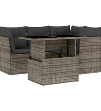 5-tlg. Garten-Sofagarnitur mit Kissen Grau Poly Rattan