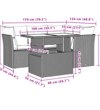 5-tlg. Garten-Sofagarnitur mit Kissen Hellgrau Poly Rattan
