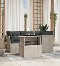 5-tlg. Garten-Sofagarnitur mit Kissen Hellgrau Poly Rattan