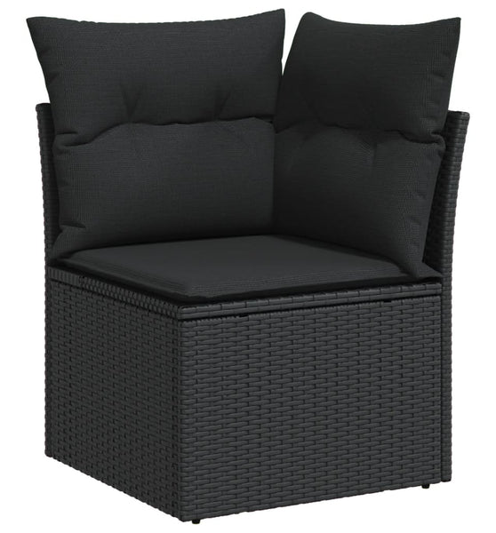 6-tlg. Garten-Sofagarnitur mit Kissen Schwarz Poly Rattan