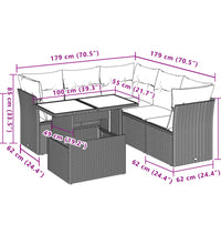 6-tlg. Garten-Sofagarnitur mit Kissen Beige Poly Rattan