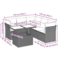 6-tlg. Garten-Sofagarnitur mit Kissen Grau Poly Rattan