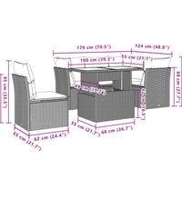 6-tlg. Garten-Sofagarnitur mit Kissen Beige Poly Rattan