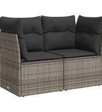 6-tlg. Garten-Sofagarnitur mit Kissen Grau Poly Rattan