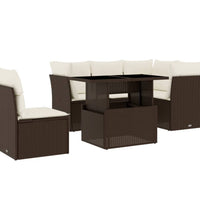 6-tlg. Garten-Sofagarnitur mit Kissen Braun Poly Rattan