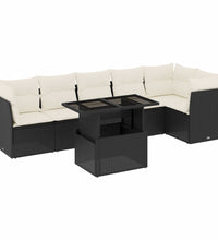 7-tlg. Garten-Sofagarnitur mit Kissen Schwarz Poly Rattan