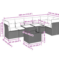 7-tlg. Garten-Sofagarnitur mit Kissen Hellgrau Poly Rattan