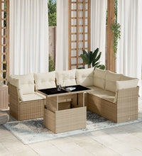 7-tlg. Garten-Sofagarnitur mit Kissen Beige Poly Rattan