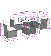 7-tlg. Garten-Sofagarnitur mit Kissen Schwarz Poly Rattan