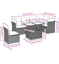 7-tlg. Garten-Sofagarnitur mit Kissen Beige Poly Rattan