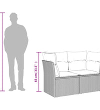 7-tlg. Garten-Sofagarnitur mit Kissen Grau Poly Rattan