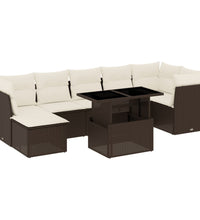 8-tlg. Garten-Sofagarnitur mit Kissen Braun Poly Rattan