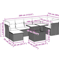 8-tlg. Garten-Sofagarnitur mit Kissen Braun Poly Rattan