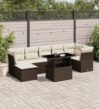 8-tlg. Garten-Sofagarnitur mit Kissen Braun Poly Rattan