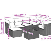 8-tlg. Garten-Sofagarnitur mit Kissen Schwarz Poly Rattan