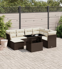 8-tlg. Garten-Sofagarnitur mit Kissen Braun Poly Rattan