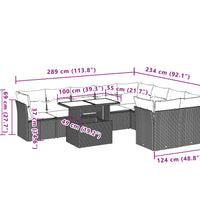 10-tlg. Garten-Sofagarnitur mit Kissen Schwarz Poly Rattan