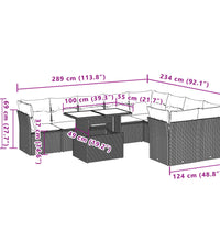 10-tlg. Garten-Sofagarnitur mit Kissen Hellgrau Poly Rattan
