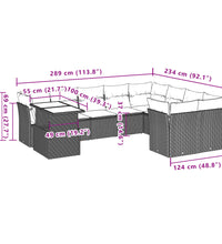 10-tlg. Garten-Sofagarnitur mit Kissen Hellgrau Poly Rattan