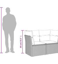 11-tlg. Garten-Sofagarnitur mit Kissen Grau Poly Rattan