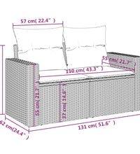 5-tlg. Garten-Sofagarnitur mit Kissen Grau Poly Rattan