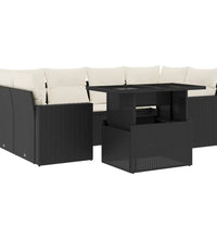 7-tlg. Garten-Sofagarnitur mit Kissen Schwarz Poly Rattan
