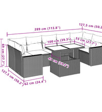 8-tlg. Garten-Sofagarnitur mit Kissen Schwarz Poly Rattan