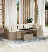 8-tlg. Garten-Sofagarnitur mit Kissen Beige Poly Rattan