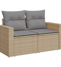 8-tlg. Garten-Sofagarnitur mit Kissen Beige Poly Rattan