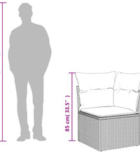 8-tlg. Garten-Sofagarnitur mit Kissen Grau Poly Rattan