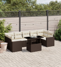 8-tlg. Garten-Sofagarnitur mit Kissen Braun Poly Rattan