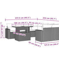 9-tlg. Garten-Sofagarnitur mit Kissen Beige Poly Rattan