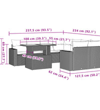 9-tlg. Garten-Sofagarnitur mit Kissen Braun Poly Rattan
