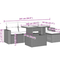 6-tlg. Garten-Sofagarnitur mit Kissen Schwarz Poly Rattan