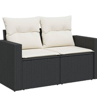 6-tlg. Garten-Sofagarnitur mit Kissen Schwarz Poly Rattan
