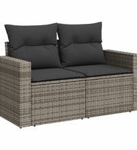 6-tlg. Garten-Sofagarnitur mit Kissen Grau Poly Rattan