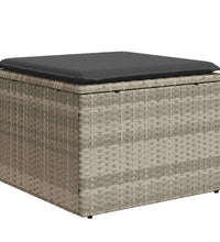 6-tlg. Garten-Sofagarnitur mit Kissen Hellgrau Poly Rattan