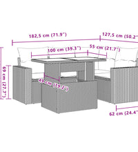 5-tlg. Garten-Sofagarnitur mit Kissen Schwarz Poly Rattan