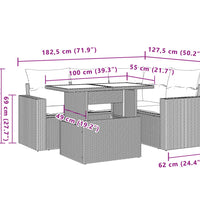 5-tlg. Garten-Sofagarnitur mit Kissen Grau Poly Rattan