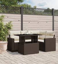 5-tlg. Garten-Sofagarnitur mit Kissen Braun Poly Rattan