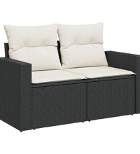 6-tlg. Garten-Sofagarnitur mit Kissen Schwarz Poly Rattan