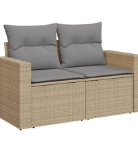 6-tlg. Garten-Sofagarnitur mit Kissen Beige Poly Rattan